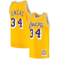 MATTH LA.Lakers #34 Shaquille O'Neal Mitchell & Ness Gold 1996-1997 Hardwood Classics Authentic Jerseys