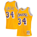 MATTH LA.Lakers #34 Shaquille O'Neal Mitchell & Ness Gold 199697 Hardwood Classics Swingman Jerseys