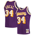 MATTH LA.Lakers #34 Shaquille O'Neal Mitchell & Ness Purple Hardwood Classics Swingman Jerseys