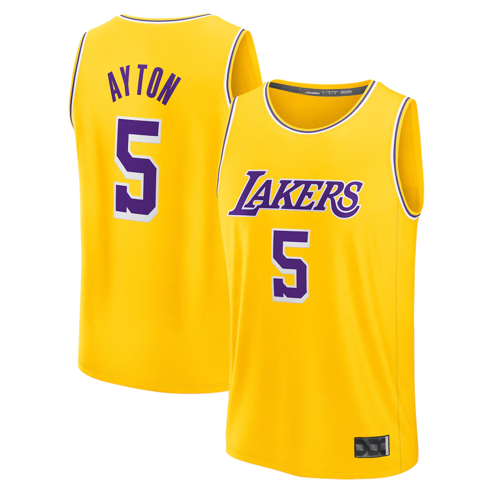MATTH LA.Lakers #5 Deandre Ayton Gold Fast Break Replica Player Stitched Jerseys - Icon Edition