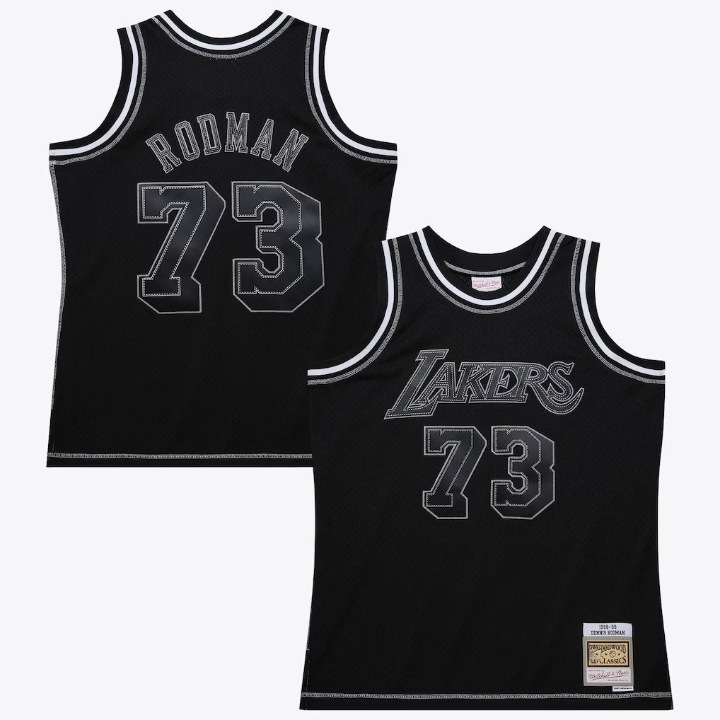 MATTH LA.Lakers #73 Dennis RodmanBlack Mitchell & Ness 1998 Contrast 2K Swingman Stitched Jerseys