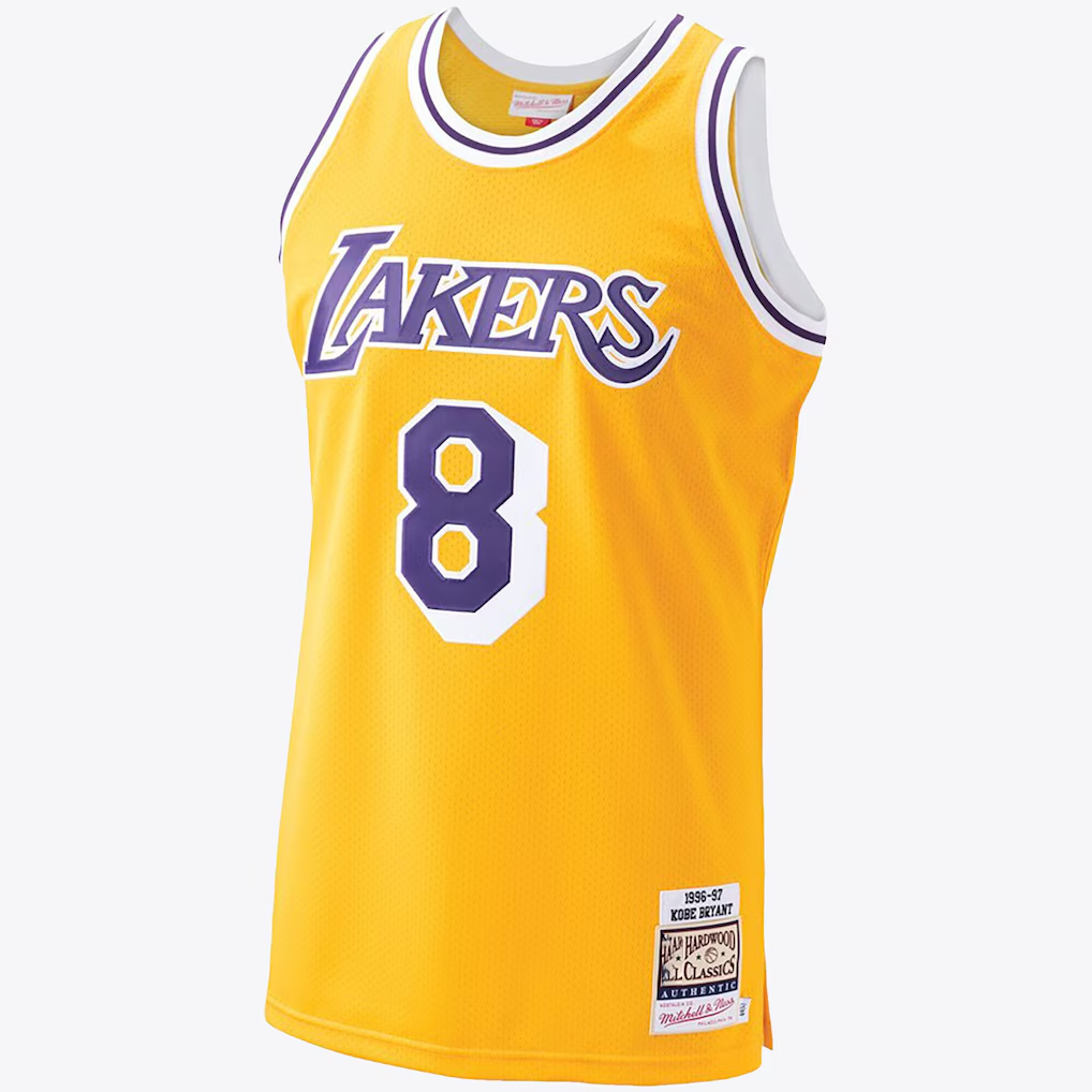 MATTH LA.Lakers #8 Kobe Bryant Gold Hardwood Classics 1996-97 Authentic Stitched Jerseys By Mitchell & Ness