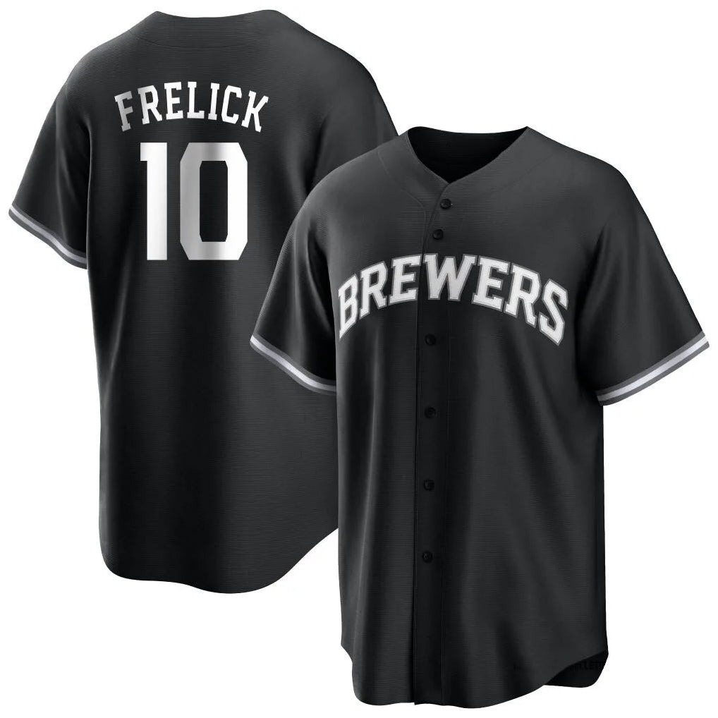 MATTH M.Brewers #10 Sal Frelick Player Black Game Home Stitched Jerseys