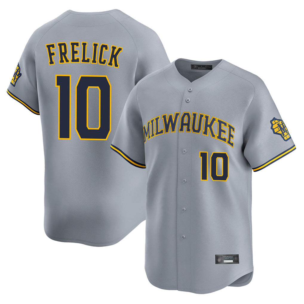 MATTH M.Brewers #10 Sal Frelick Player Gray Home Limited Stitched Jerseys