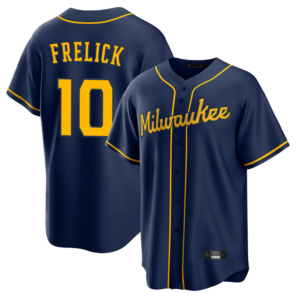 MATTH M.Brewers #10 Sal Frelick Player Navy Home Game Stitched Jerseys