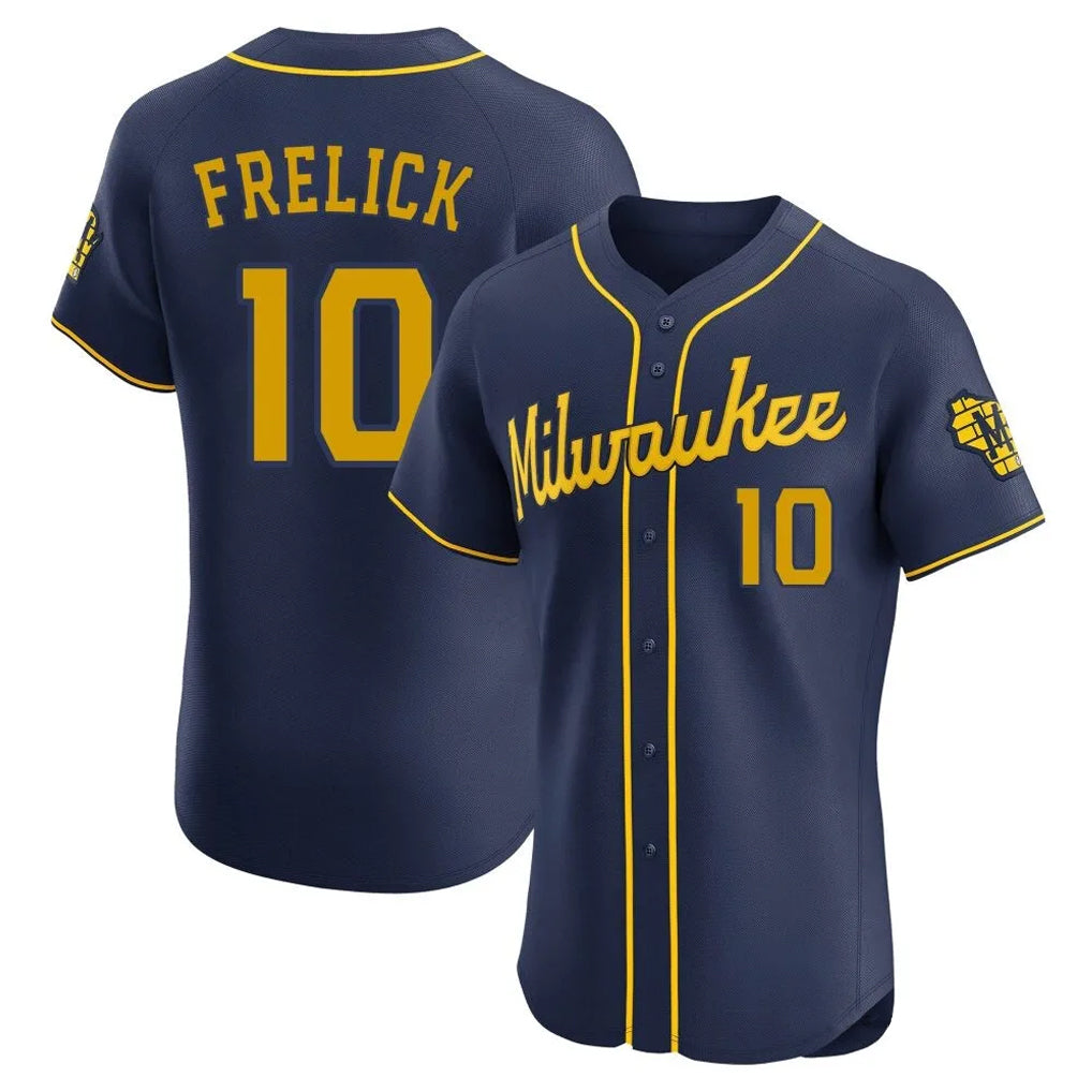 MATTH M.Brewers #10 Sal Frelick Player Navy Home Limited Elite Stitched Jerseys