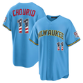 MATTH M.Brewers #11 Jackson Chourio Light Blue USA 250 Fourth of July Road Stadium Jersey