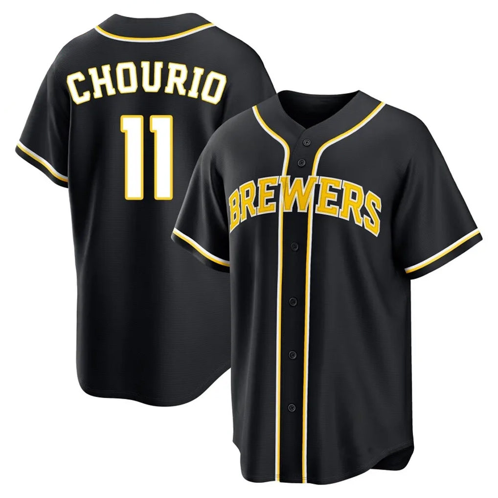 MATTH M.Brewers M.Brewers #11 Jackson Chourio Player Black Fashion Out Home Game Stitched Jerseys Player Black Fashion Out Home Game Stitched Jerseys
