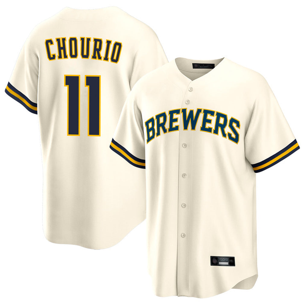 MATTH M.Brewers #11 Jackson Chourio Player Cream Home Game Stitched Jerseys