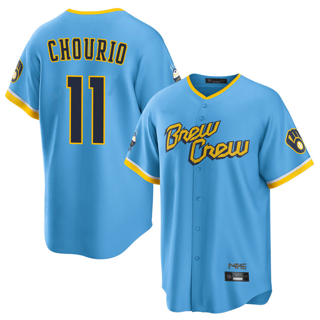 MATTH M.Brewers #11 Jackson Chourio Player Light Blue City Connect Home Game Stitched Jerseys