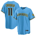 MATTH M.Brewers #11 Jackson Chourio Player Light Blue Road Stadium Game Stitched Jerseys