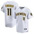 MATTH M.Brewers #11 Jackson Chourio Player White Stripes Home Limited Game Stitched Jerseys