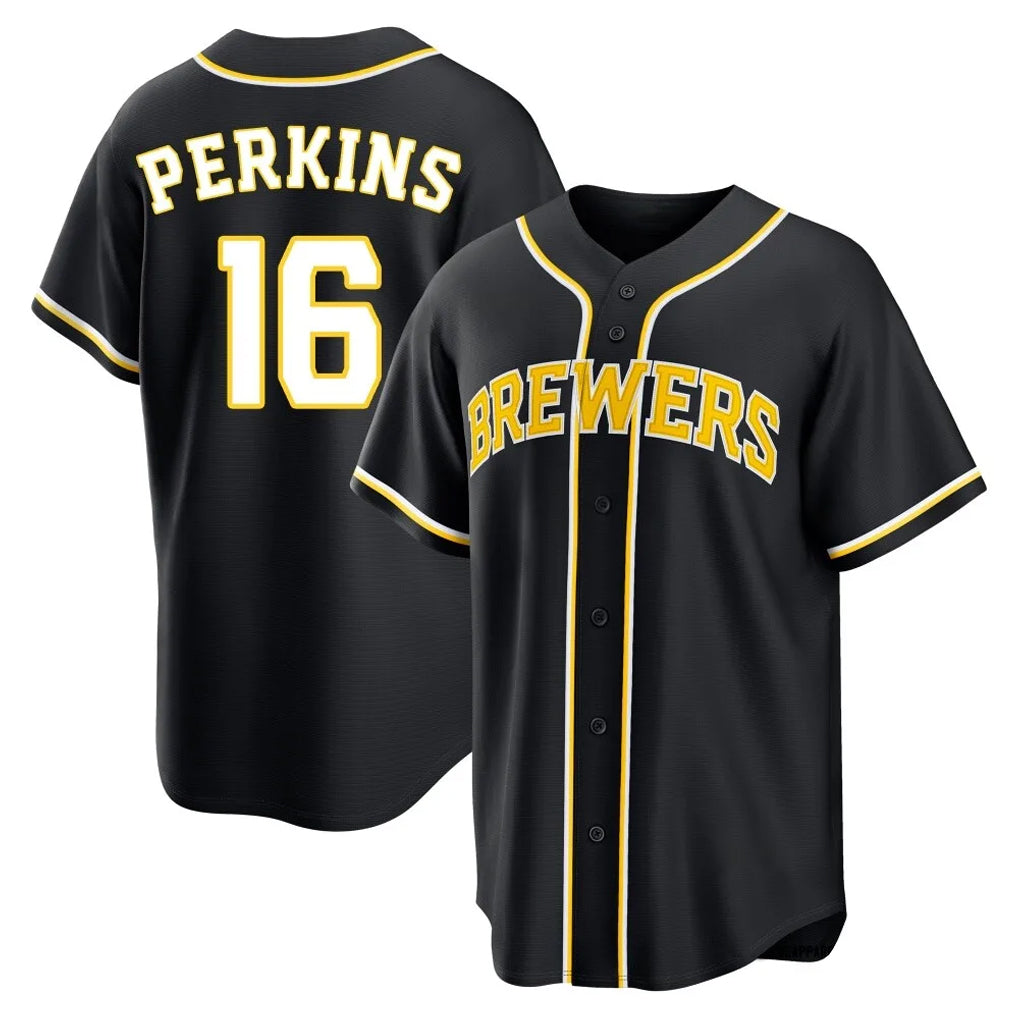 MATTH M.Brewers #16 Blake Perkins Player Black Fashion Out Home Game Stitched Jerseys
