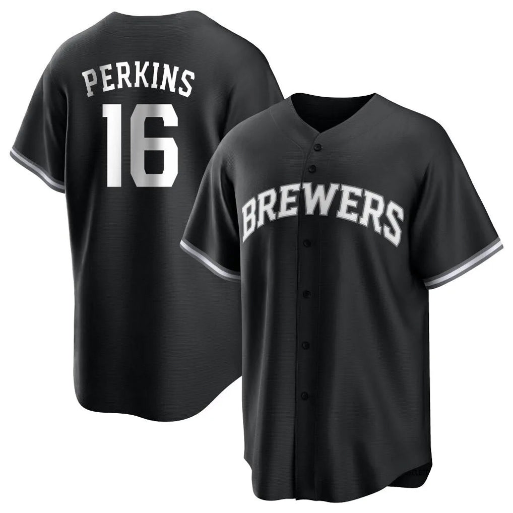 MATTH M.Brewers #16 Blake Perkins Player Black Game Home Stitched Jerseys