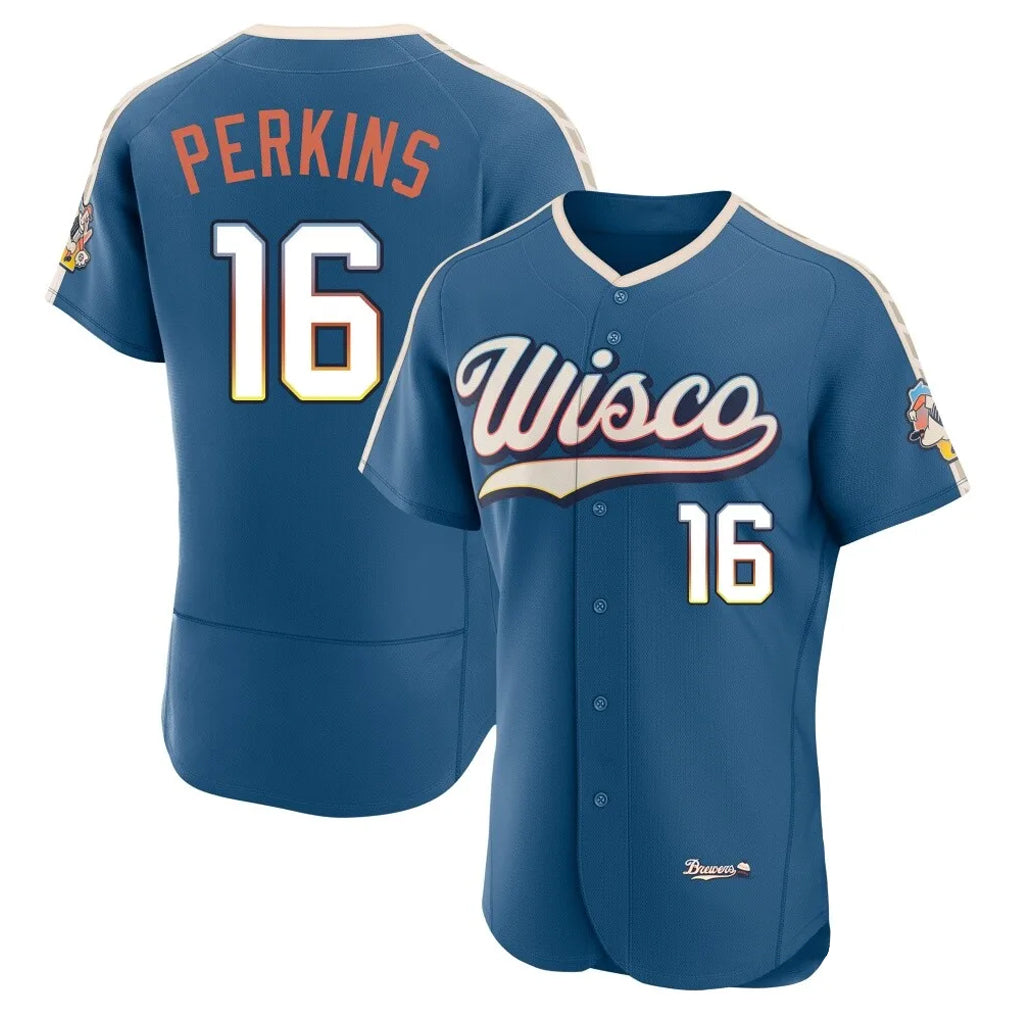 MATTH M.Brewers #16 Blake Perkins Player Blue 2026 City Connect Home Limited Elite Stitched Jerseys
