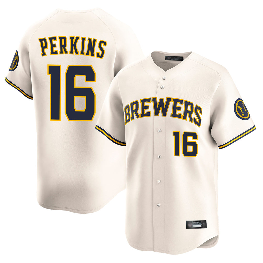MATTH M.Brewers #16 Blake Perkins Player Cream Home Limited Game Stitched Jerseys
