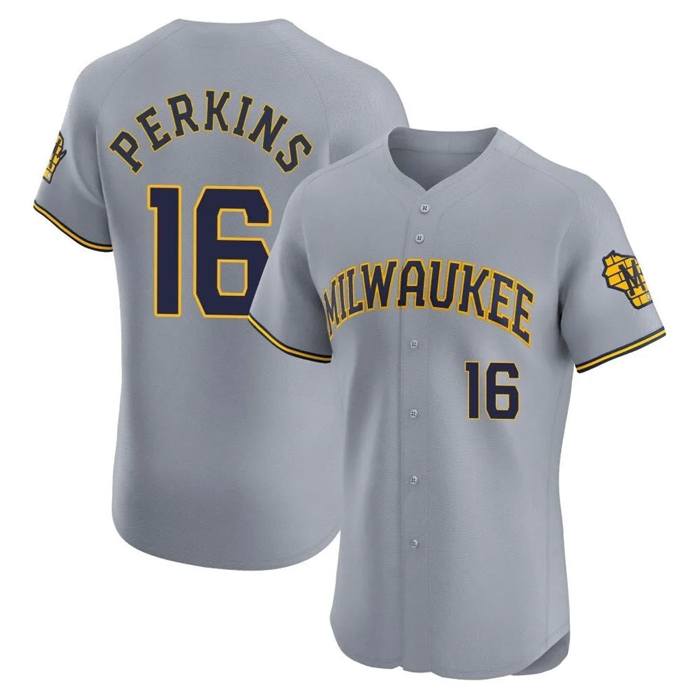 MATTH M.Brewers #16 Blake Perkins Player Gray Home Limited Elite Stitched Jerseys