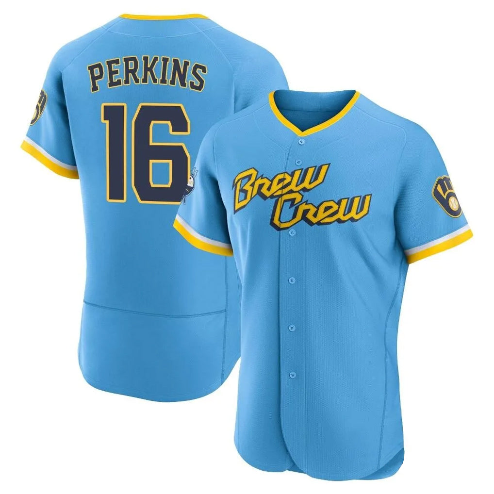MATTH M.Brewers #16 Blake Perkins Player Light Blue City Connect Home Limited Elite Stitched Jerseys