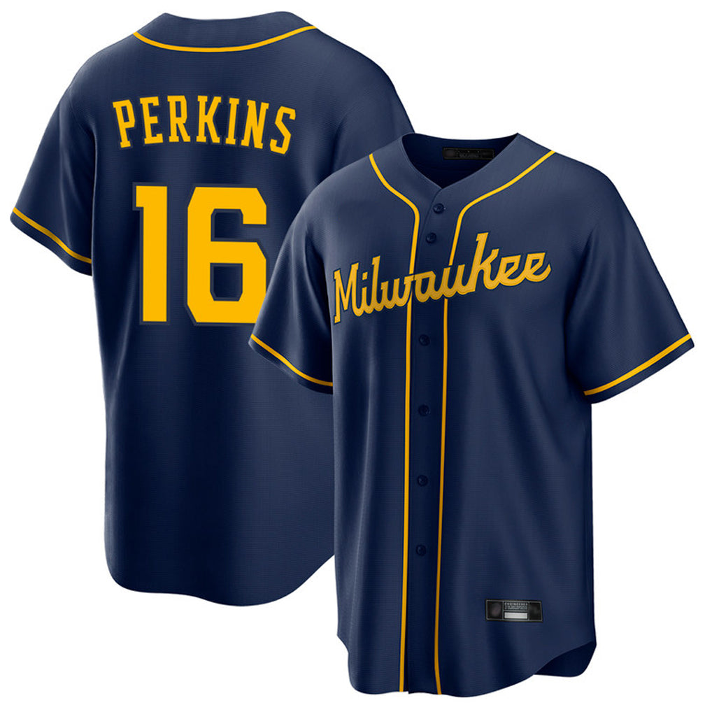 MATTH M.Brewers #16 Blake Perkins Player Navy Home Game Stitched Jerseys