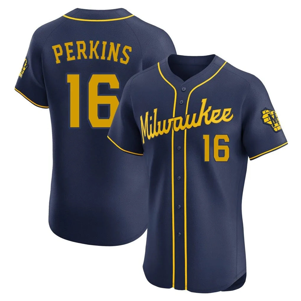 MATTH M.Brewers #16 Blake Perkins Player Navy Home Limited Elite Stitched Jerseys