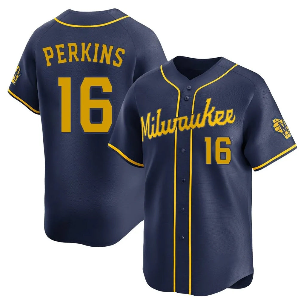 MATTH M.Brewers #16 Blake Perkins Player Navy Home Limited Stitched Jerseys