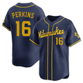 MATTH M.Brewers #16 Blake Perkins Player Navy Home Limited Stitched Jerseys
