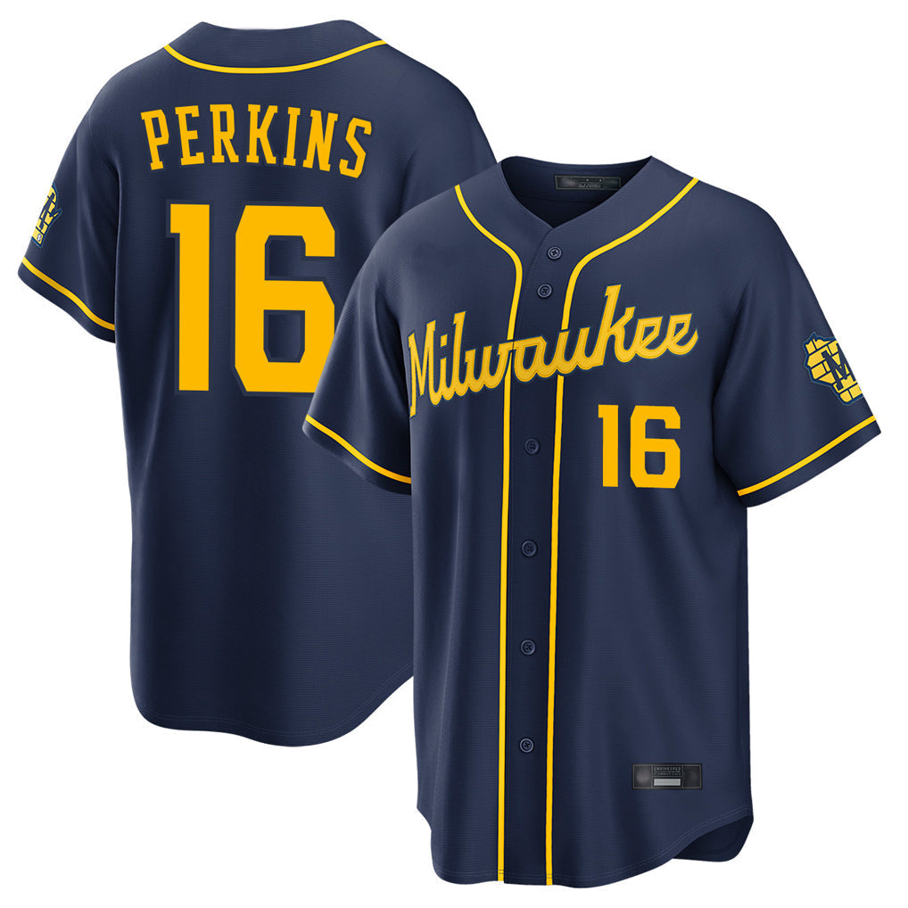 MATTH M.Brewers #16 Blake Perkins Player Navy Home Stadium Game Stitched Jerseys