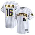 MATTH M.Brewers #16 Blake Perkins Player White Stripes Home Limited Game Stitched Jerseys