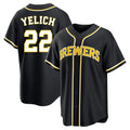 MATTH M.Brewers #22 Christian Yelich Player Black Fashion Out Home Game Stitched Jerseys