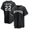 MATTH M.Brewers #22 Christian Yelich Player Black Game Home Stitched Jerseys