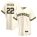 MATTH M.Brewers #22 Christian Yelich Player Cream Home Game Stitched Jerseys