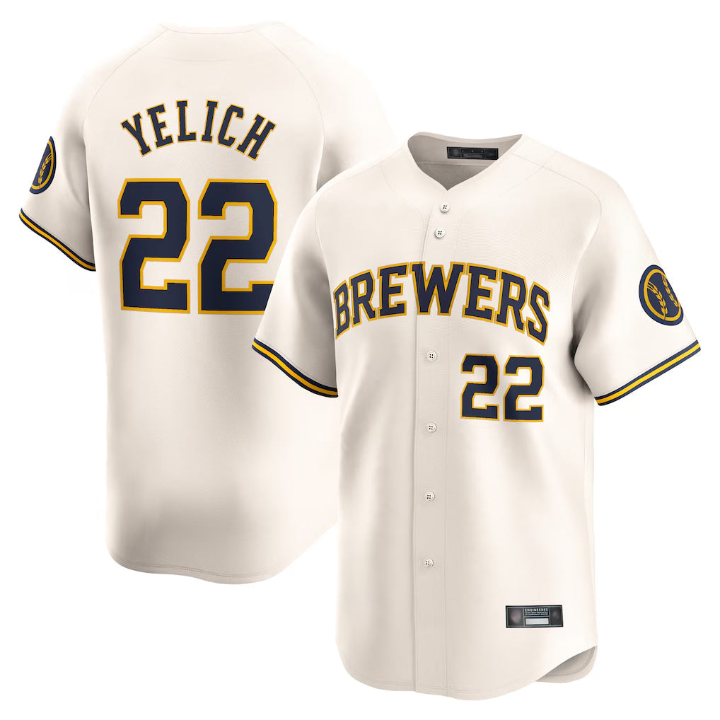 MATTH M.Brewers #22 Christian Yelich Player Cream Home Limited Stitched Jerseys