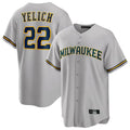MATTH M.Brewers #22 Christian Yelich Player Gray Home Game Stitched Jerseys