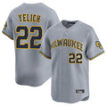 MATTH M.Brewers #22 Christian Yelich Player Gray Home Limited Stitched Jerseys