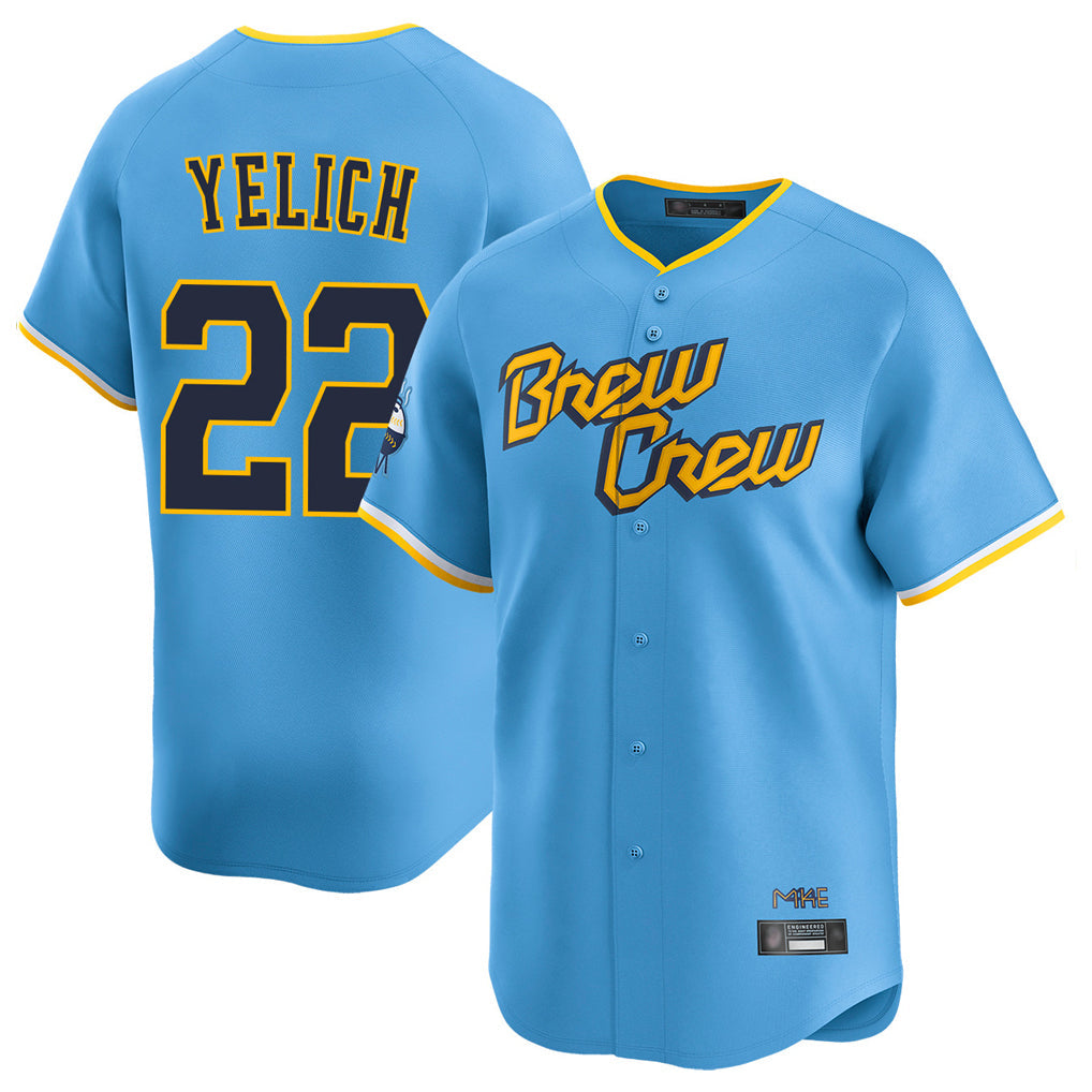MATTH M.Brewers #22 Christian Yelich Player Light Blue City Connect Home Limited Stitched Jerseys