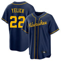 MATTH M.Brewers #22 Christian Yelich Player Navy Home Game Stitched Jerseys