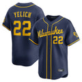 MATTH M.Brewers #22 Christian Yelich Player Navy Home Limited Stitched Jerseys