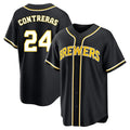 MATTH M.Brewers #24 William Contreras Player Black Fashion Out Home Game Stitched Jerseys