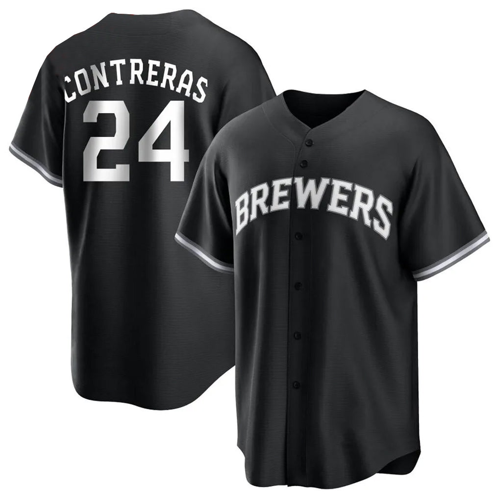 MATTH M.Brewers #24 William Contreras Player Black Game Home Stitched Jerseys