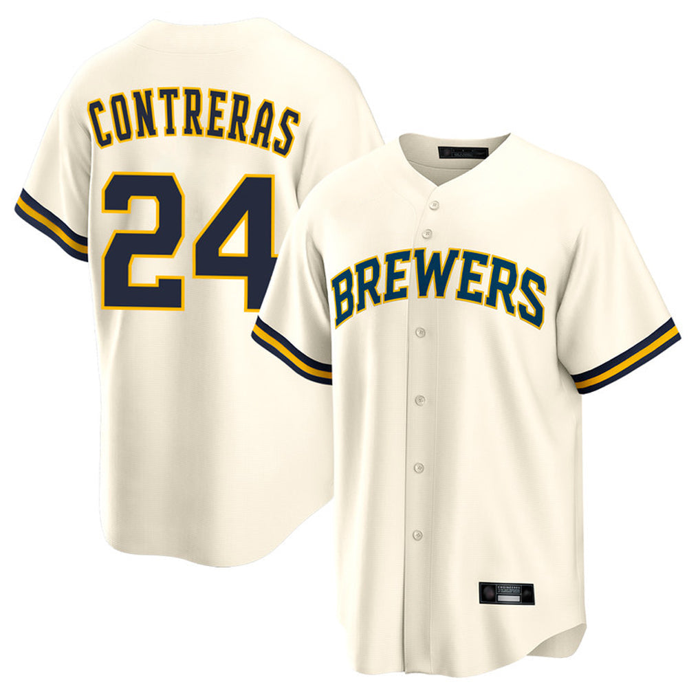 MATTH M.Brewers #24 William Contreras Player Cream Home Game Stitched Jerseys