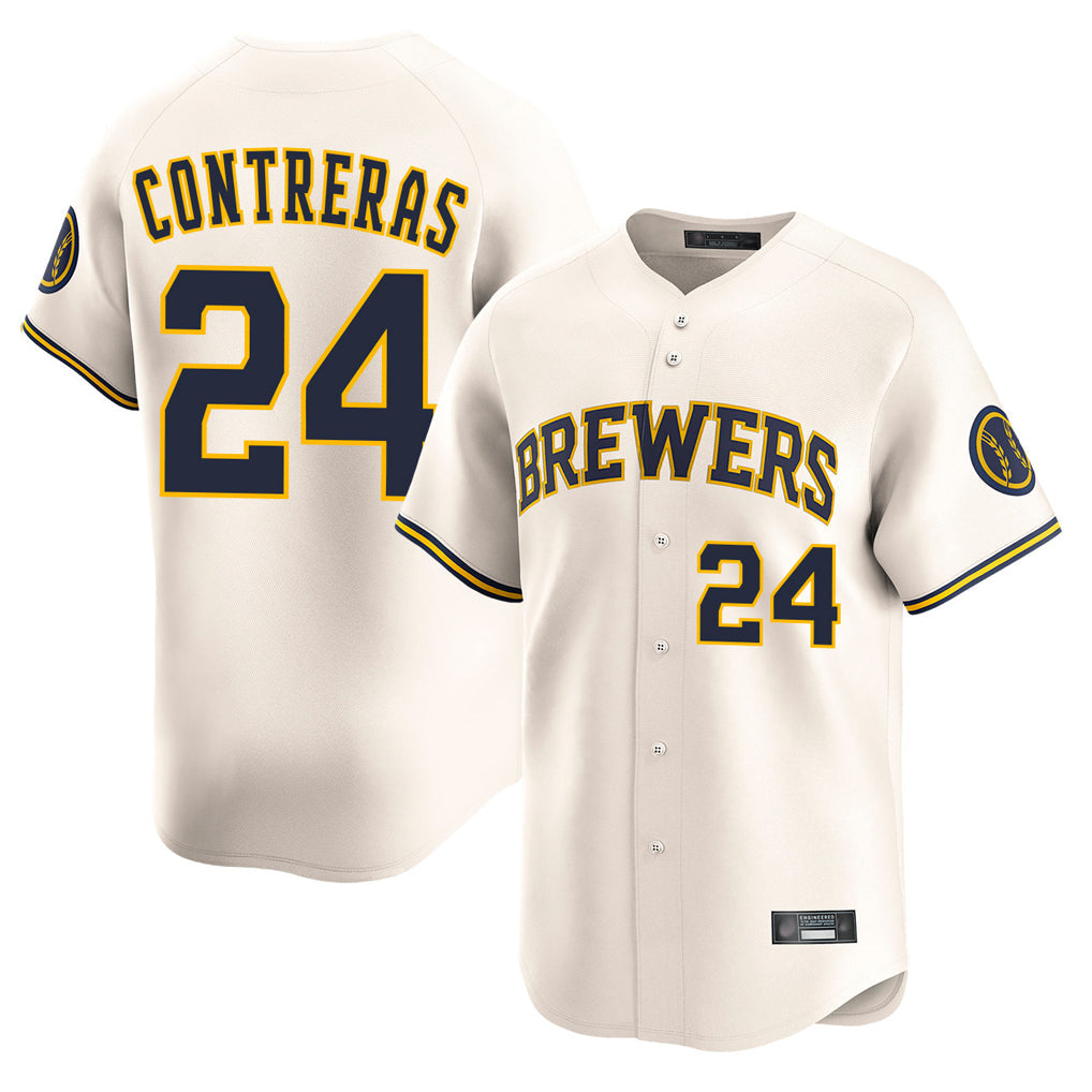 MATTH M.Brewers #24 William Contreras Player Cream Home Limited Game Stitched Jerseys