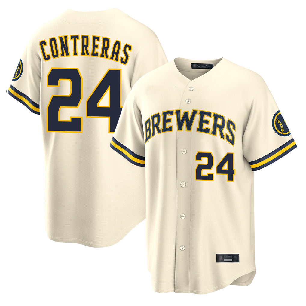 MATTH M.Brewers #24 William Contreras Player Cream Home Limited Stitched Jerseys
