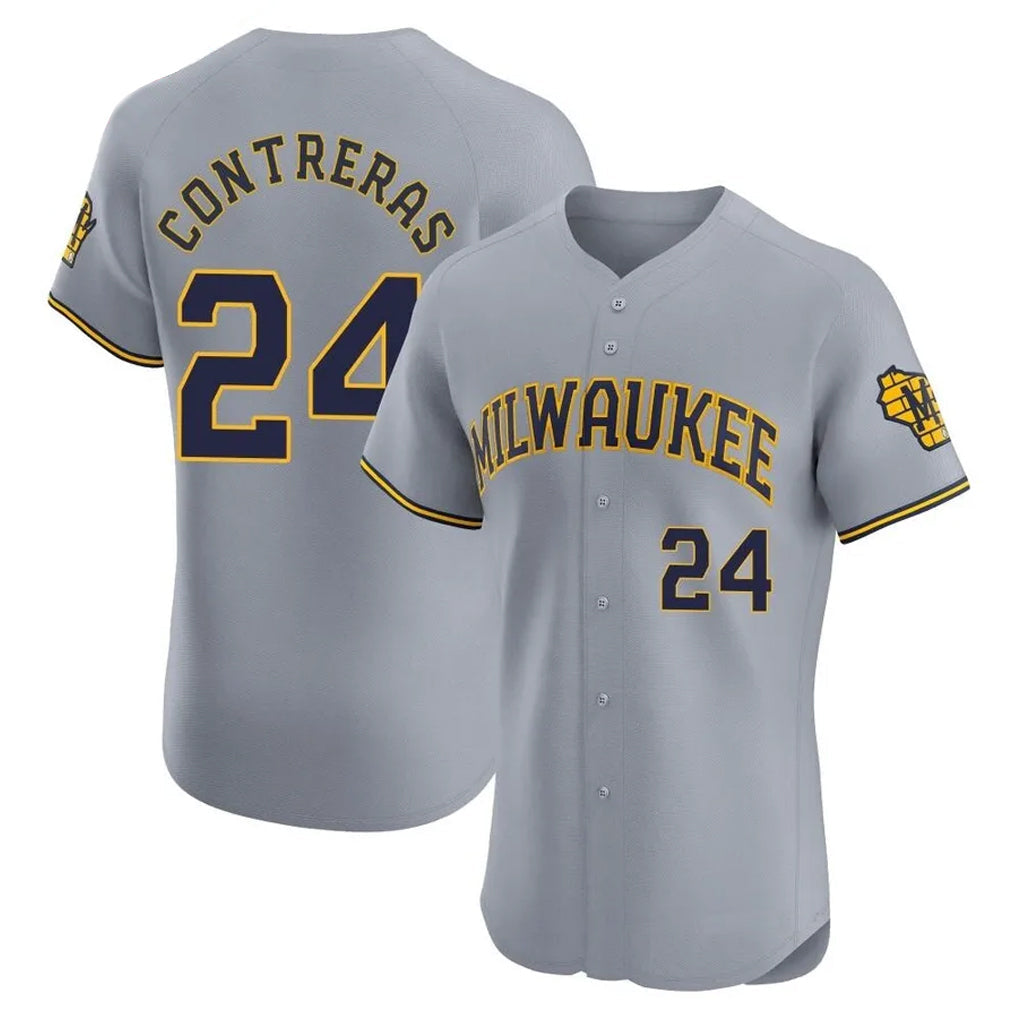 MATTH M.Brewers #24 William Contreras Player Gray Home Limited Elite Stitched Jerseys