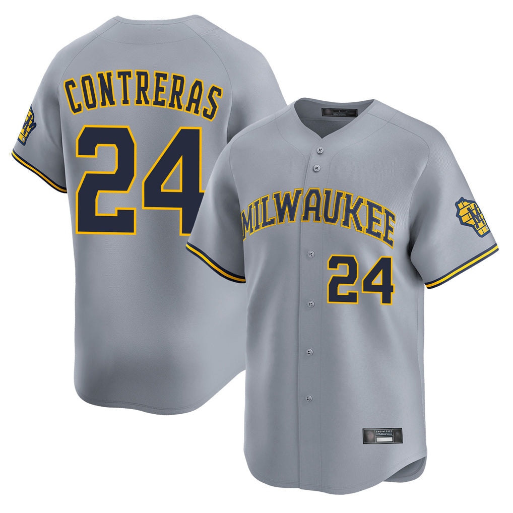 MATTH M.Brewers #24 William Contreras Player Gray Home Limited Stitched Jerseys