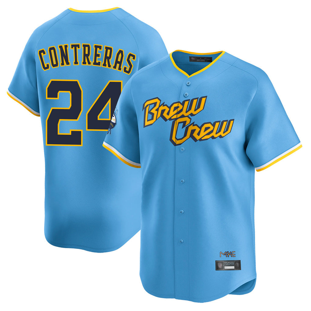 MATTH M.Brewers #24 William Contreras Player Light Blue City Connect Home Limited Stitched Jerseys