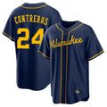 MATTH M.Brewers #24 William Contreras Player Navy Home Game Stitched Jerseys