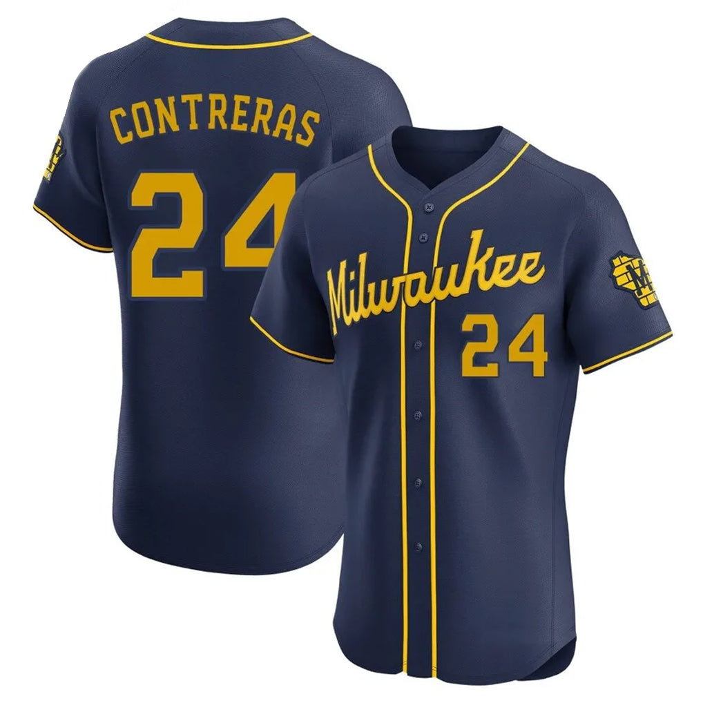 MATTH M.Brewers #24 William Contreras Player Navy Home Limited Elite Stitched Jerseys