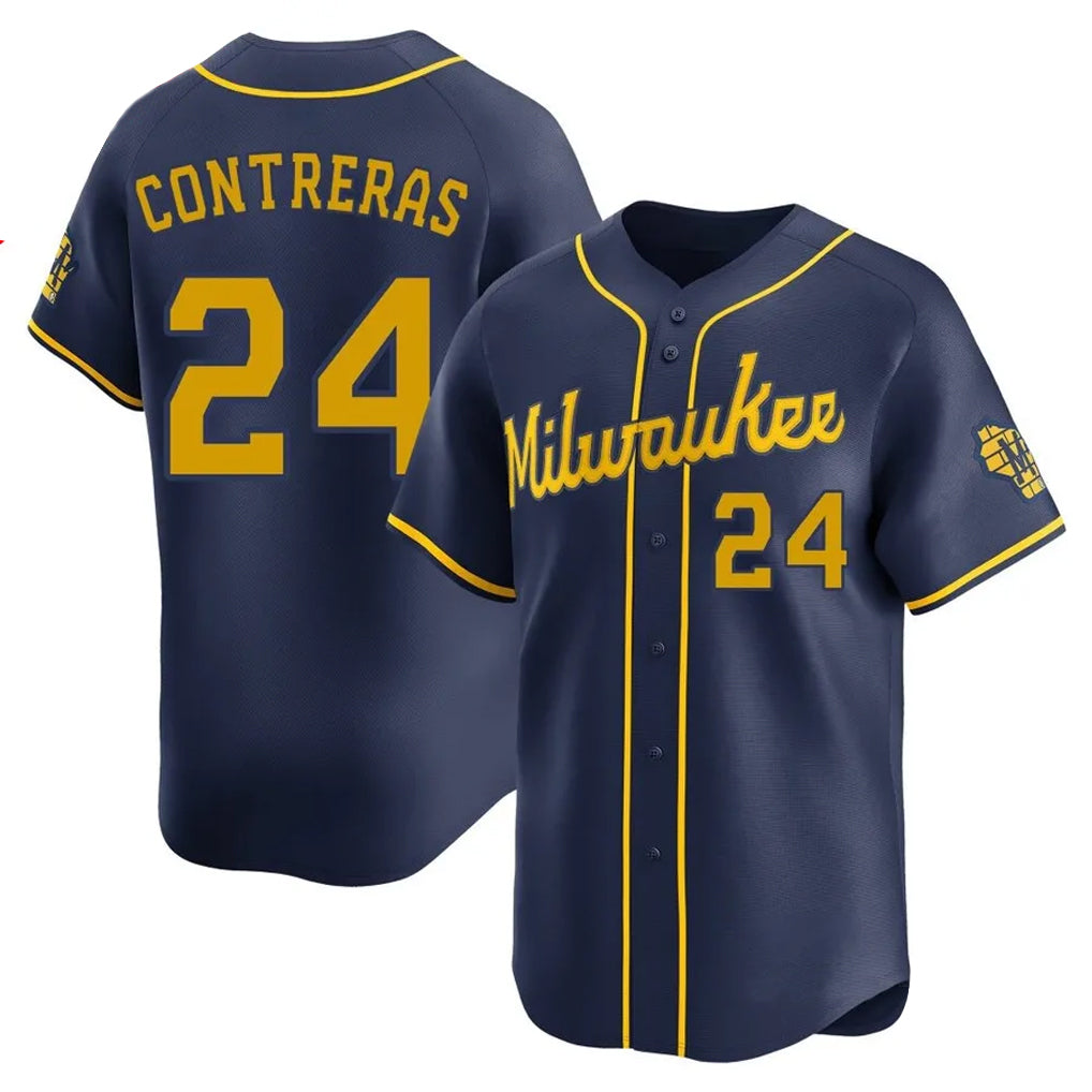MATTH M.Brewers #24 William Contreras Player Navy Home Limited Stitched Jerseys