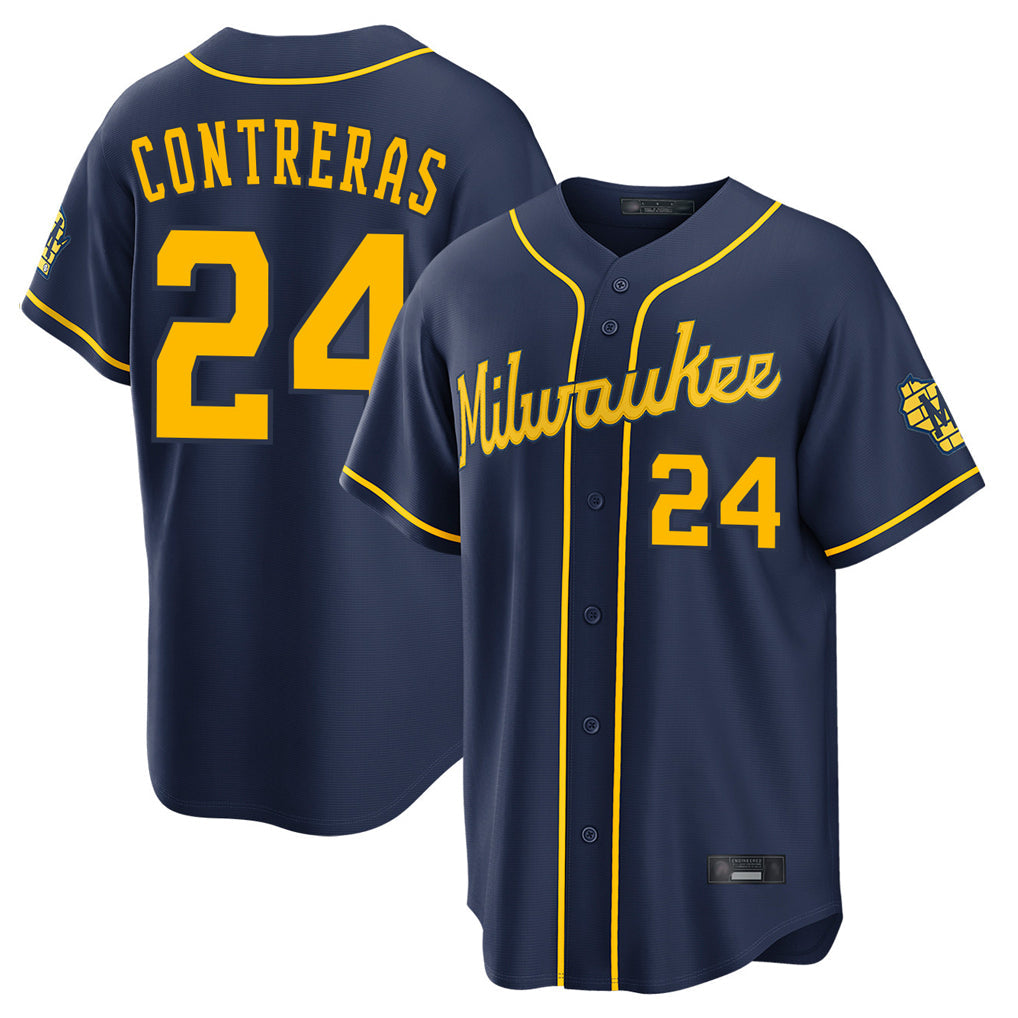 MATTH M.Brewers #24 William Contreras Player Navy Home Stadium Game Stitched Jerseys