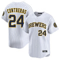 MATTH M.Brewers #24 William Contreras Player White Stripes Home Limited Game Stitched Jerseys